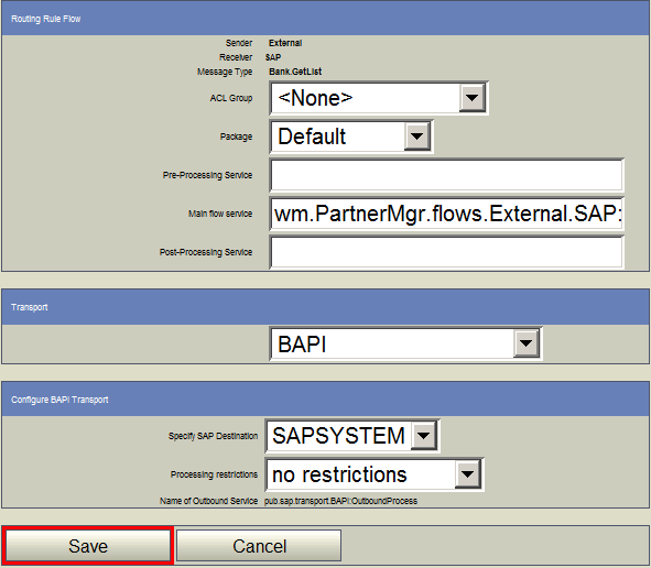 Bank.GetList Routing Transport