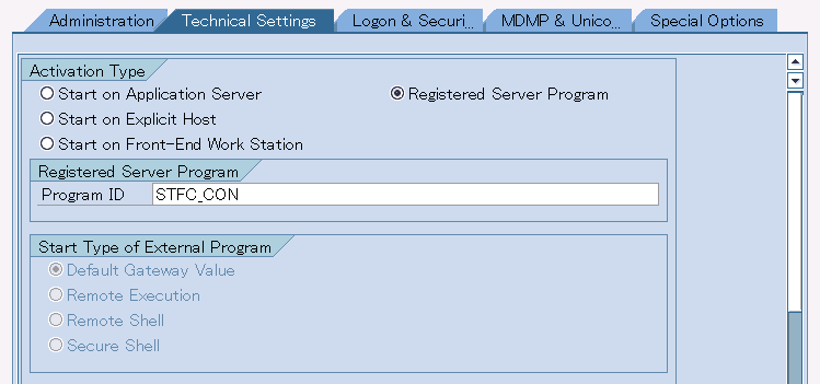 STFC_CON RFC destination technical setting