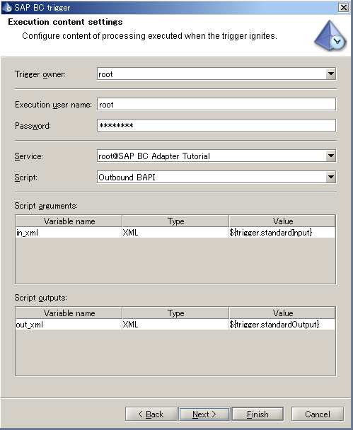 Trigger Settings Execution Contents