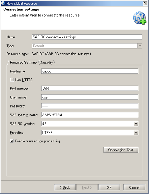 Create SAP BC Global Resource