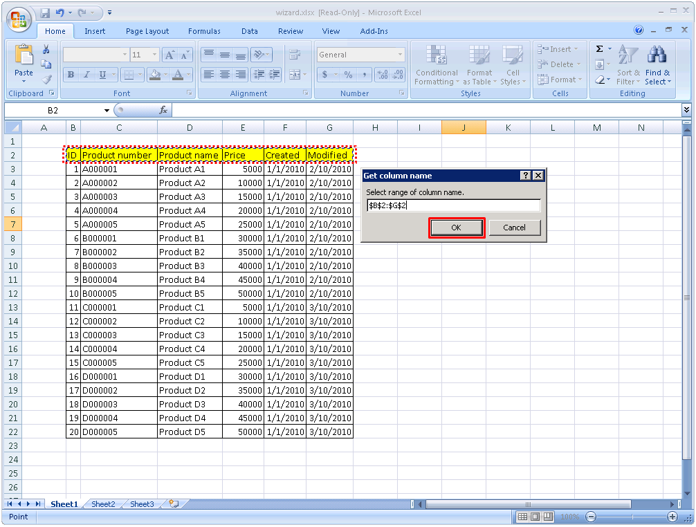 [Excel] Excel Read Wizard