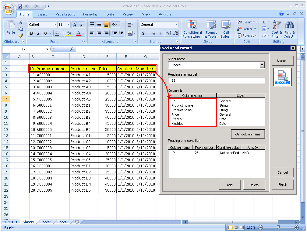 [Excel] Excel Read Wizard