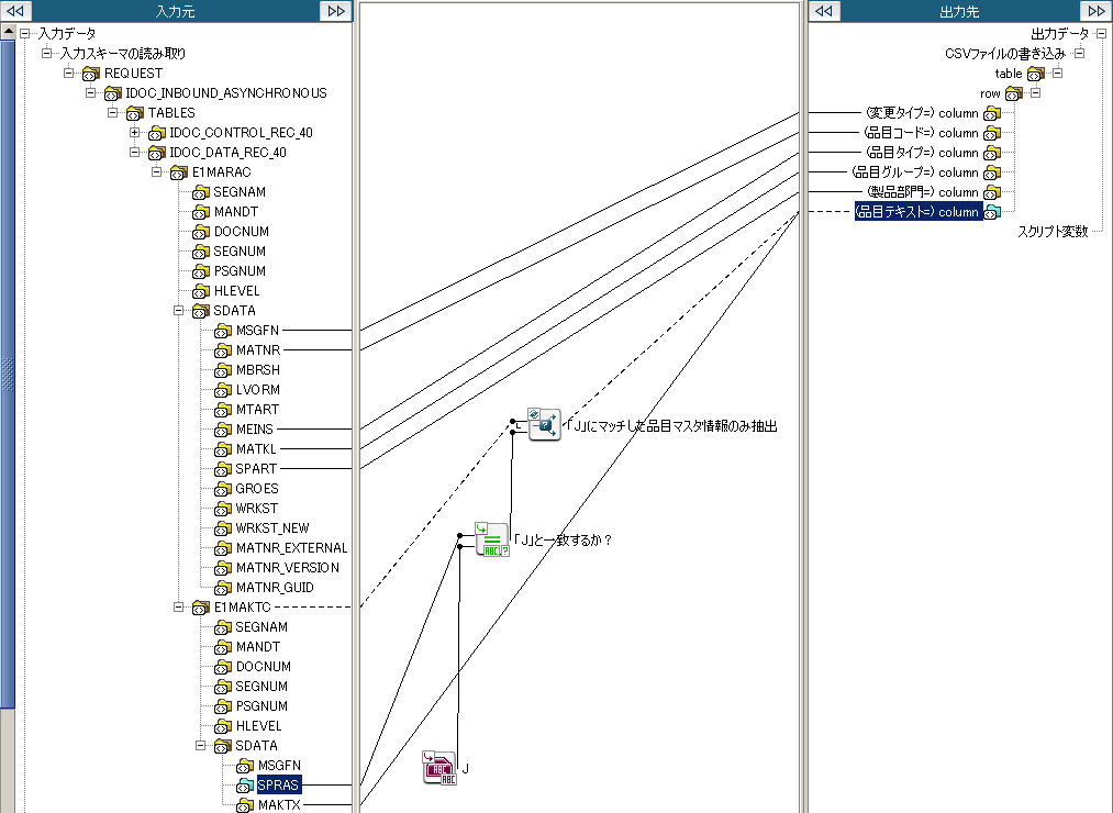 SAP����CSV�ւ̃}�b�s���O